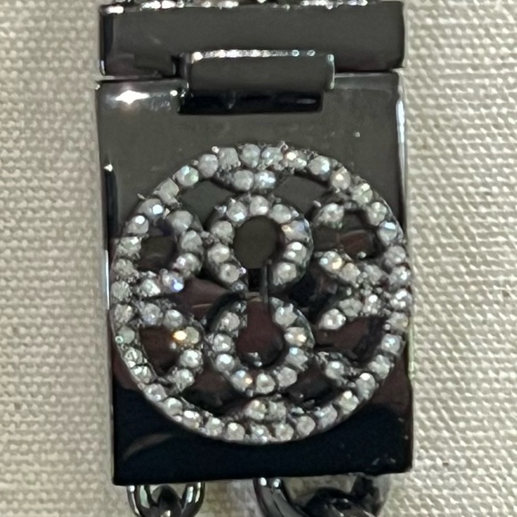 NWOT COACH Op-Art Gunmetal Multi-Chain 3-Strand Tiered Necklace Crystal Clasp - Picture 7 of 16